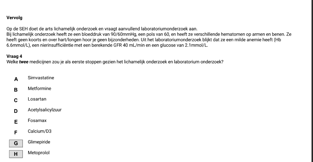 Waarom stop je liever Metoprolol dan Losartan bij deze pt?