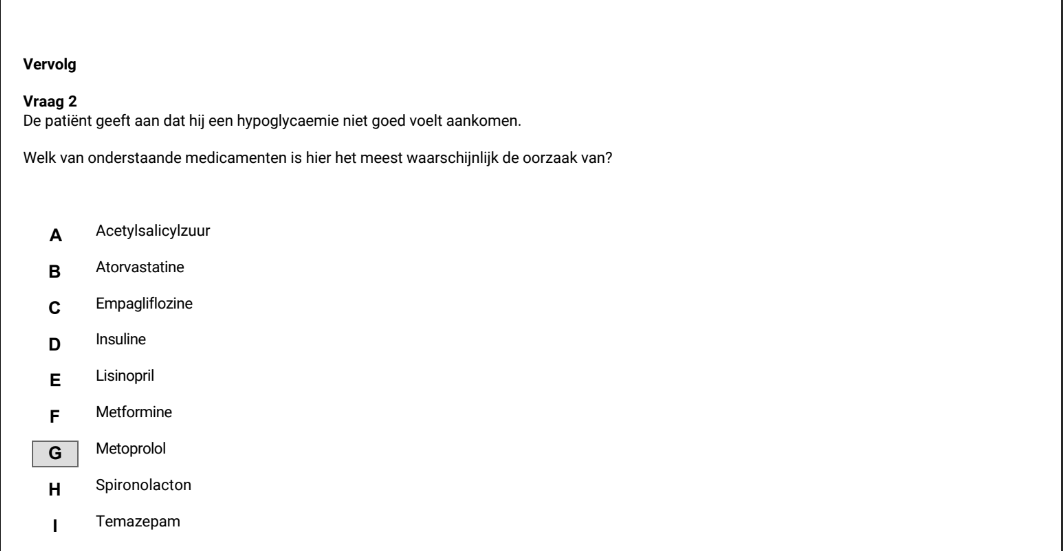 Wat is de reden dat Betablokkers (Metoprolol) de symptomen van een hypoglycaemie kunnen maskeren?