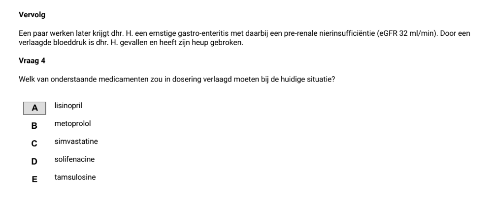 Waarom hier ACEi weghalen ondanks nefroprotectieve effect bij nierinsufficientie?