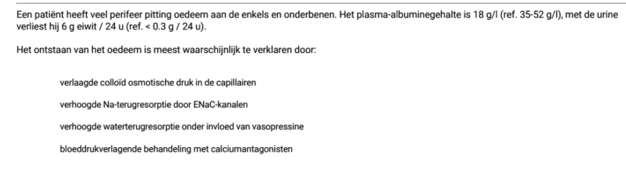 Waarom krijgen mensen met nefrotisch syndroom last van oedeem?