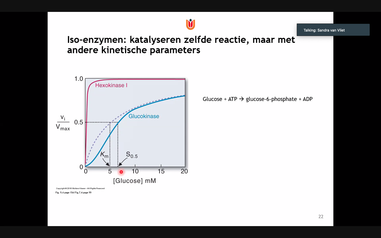 . Hoe kan je weten welk enzym het 'gevoeligst' is voor glucoseveranderingen? (Praktische betekenis Km en Affiniteit?)
