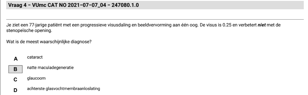 Waarom helpt de stenopeische opening wel bij cataract, maar niet bij de andere aandoeningen?