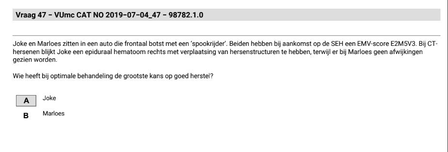 Waarom heeft Joke een beter kans op herstel als er bij Marloes niets op het CT zichtbaar is?