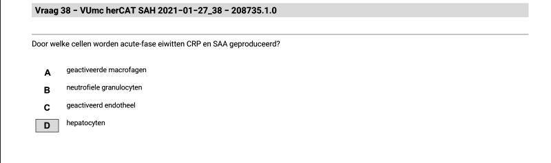 Wat is de functie van de acute fase eiwitten CRP en SAA?