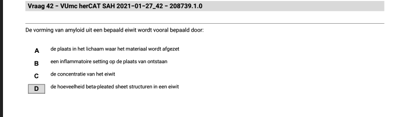 Wat is amyloid? Wat heeft dit te maken met 'beta-pleated sheets'? Welke drie eiwitten zie je specifiek bij welk type amyloidose?