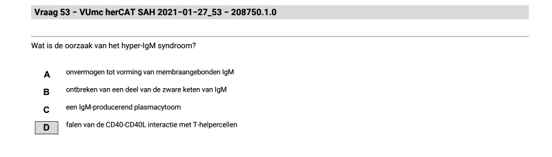 Op welke manier leidt een probleem met 'CD40' tot het Hyper-IgM syndroom?