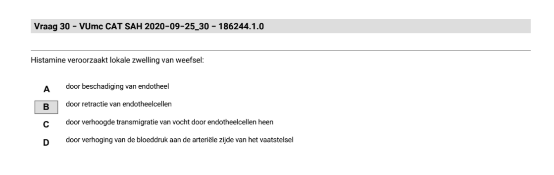 Waarom leidt histamine tot retractie van endotheelcellen? Hoe leidt dit tot lokale zwelling?